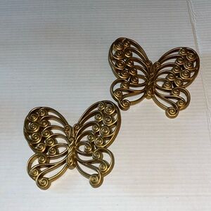 Vintage Burwood set of Two Golden-Butterflies Wall Decor 2146